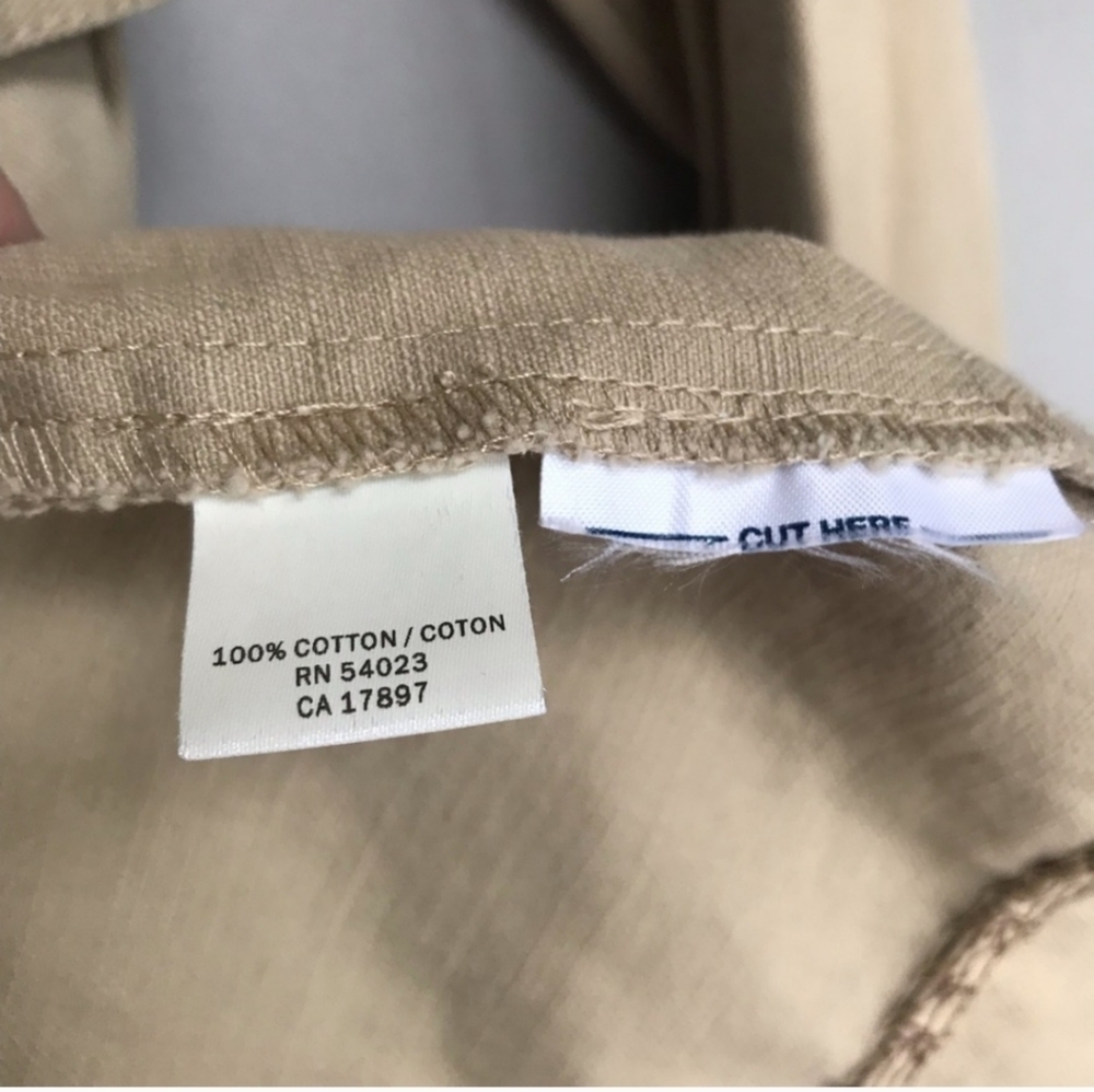 Old Navy Maternity Trench 100% Cotton Short Jacket Tan Long Sleeve Belted - Picture 4 of 8